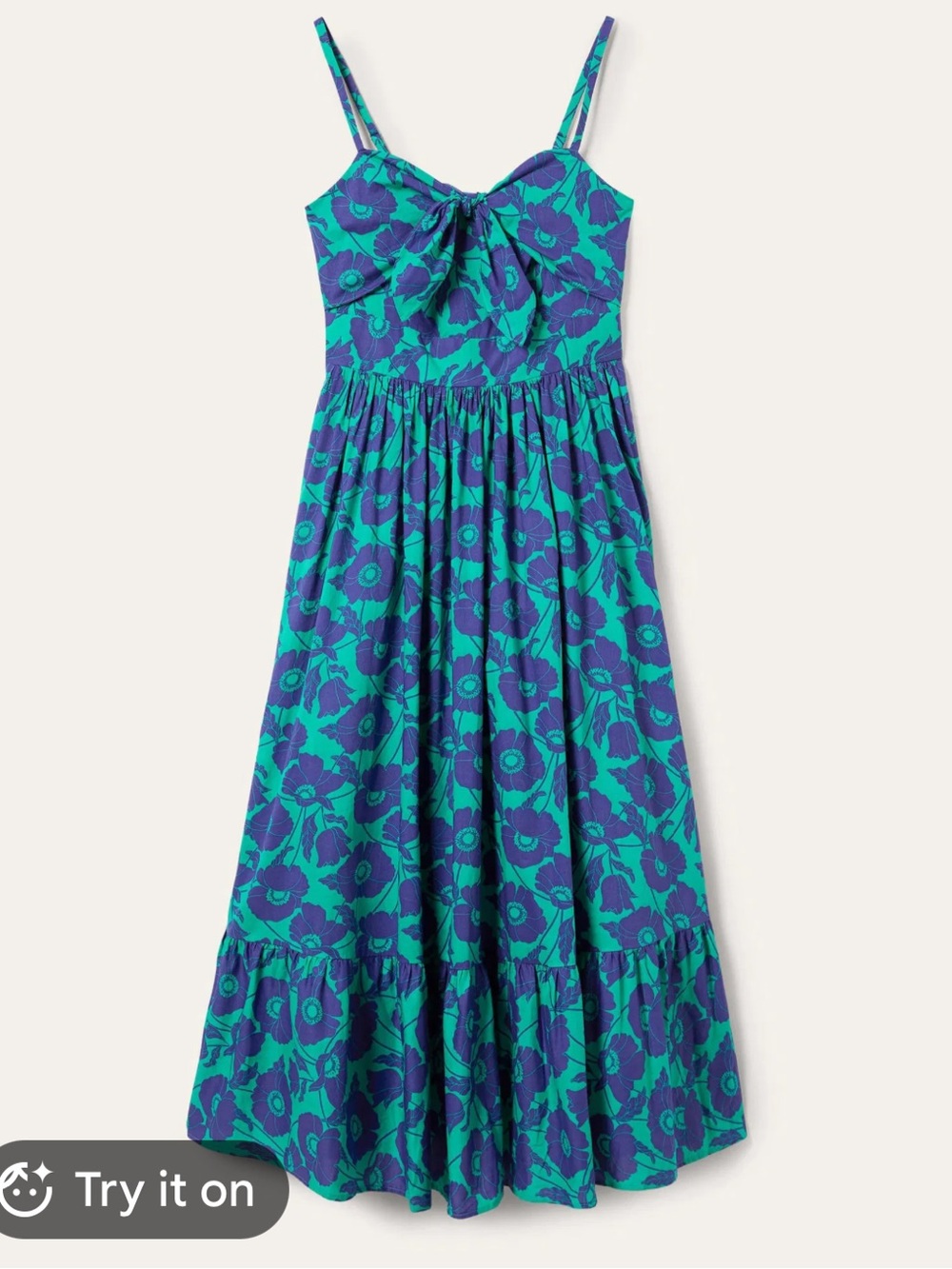 Boden floral tie front cotton midi dress